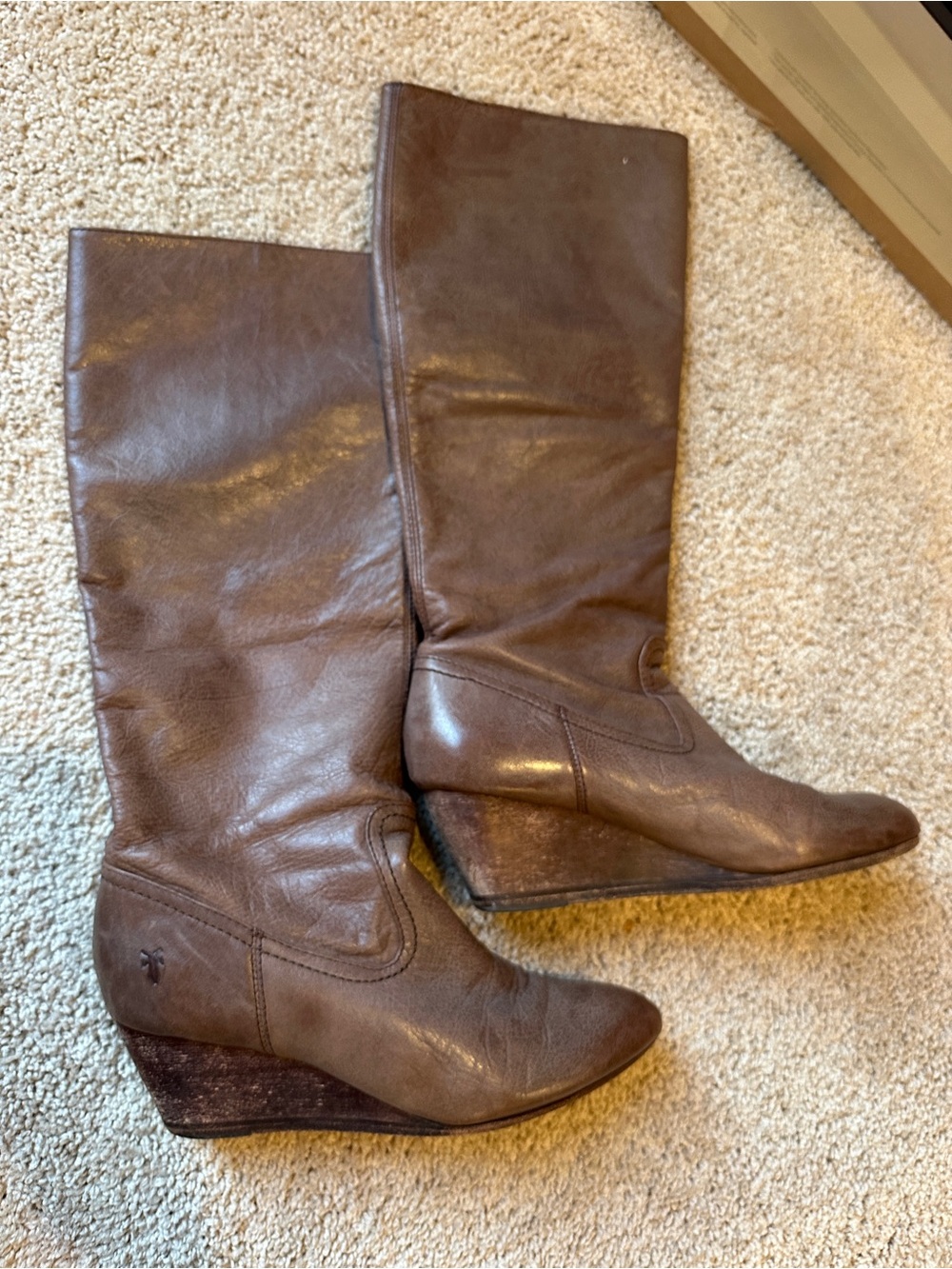 Frye Missy Tall Wedge Boots Brown 8.5